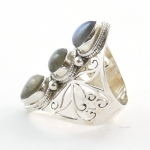 Pure sterling silver high fashion triple stone ring 